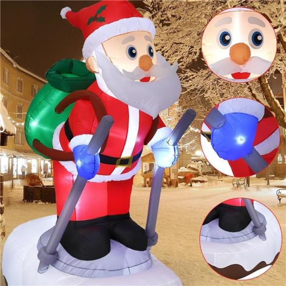 9.25 FT Christmas Inflatable Santa Claus with Gift Sled LED Lights Blow Up Decor - Picture 7 of 7